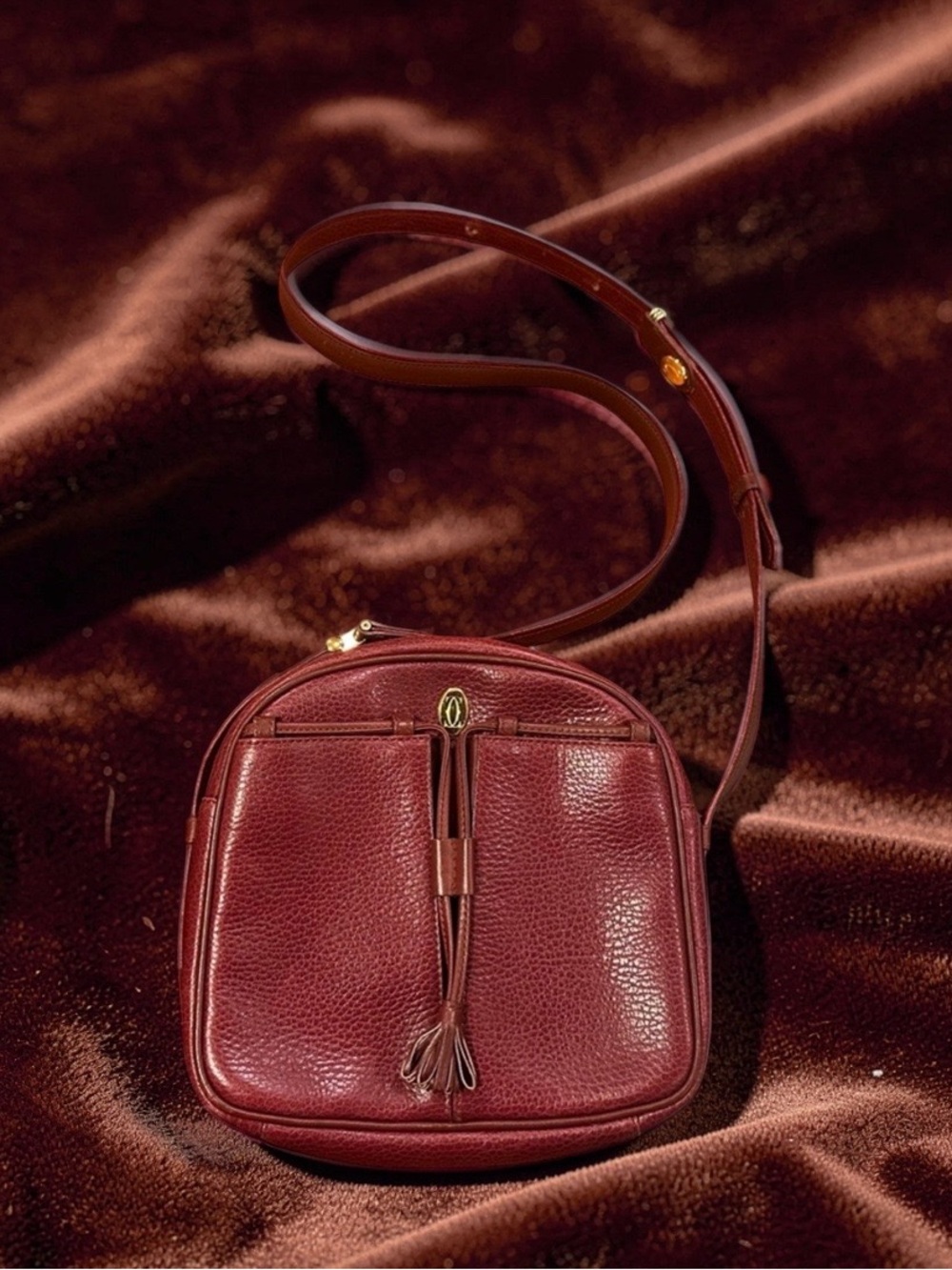 1980’s Must de Cartier Pebbled Leather Crossbody bag - Vintage French Luxury